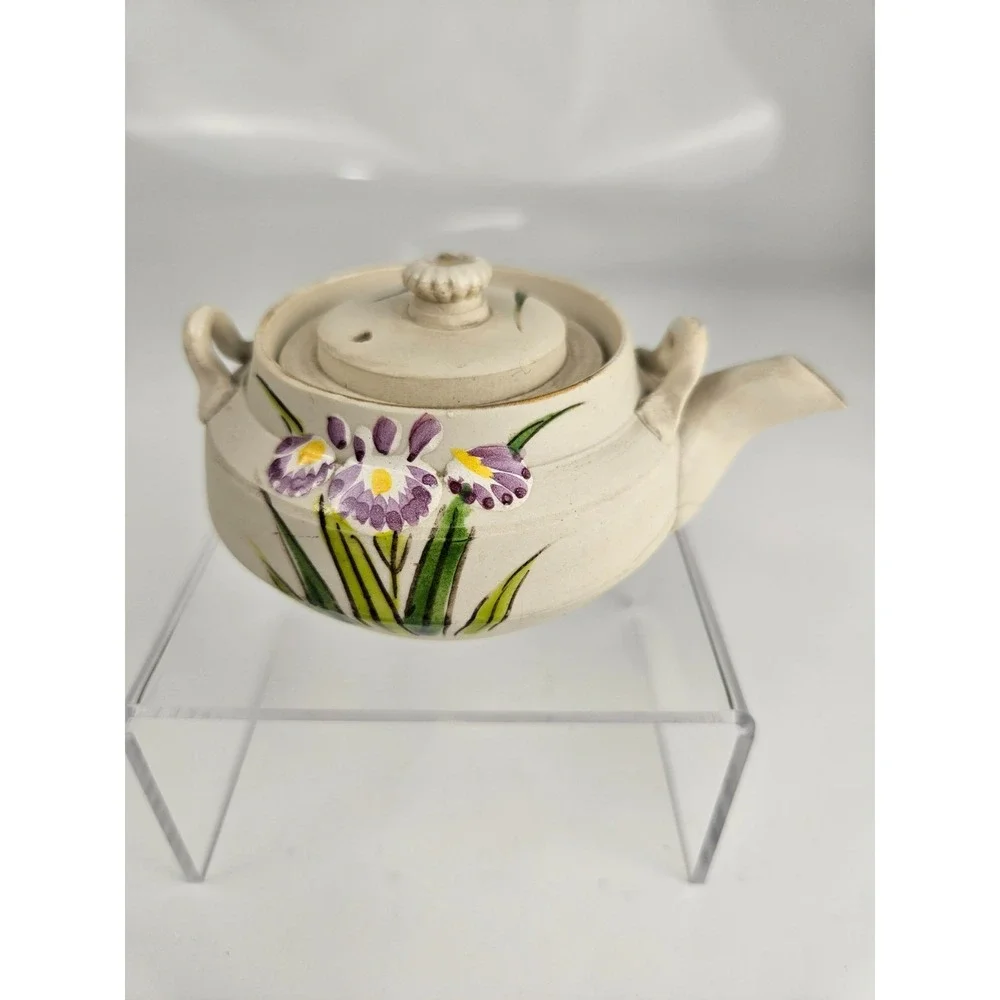 Vintage Japanese Floral Teapot Small Hand Painted Ceramic Made‎ Japan